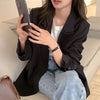 Women's Relaxed Blazer, Lapel Collar, Double-Button Front and Long Sleeves