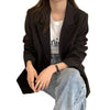 Women's Relaxed Blazer, Lapel Collar, Double-Button Front and Long Sleeves