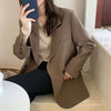 Women's Relaxed Blazer, Lapel Collar, Double-Button Front and Long Sleeves