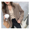 Women's Relaxed Blazer, Lapel Collar, Double-Button Front and Long Sleeves