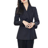 Women's Conventional Fit One Button Wool 3D Effect Blazer with Suit Collar Long Sleeves and Splicing for Office in Suit Color