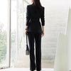 Women's Conventional Fit One Button Wool 3D Effect Blazer with Suit Collar Long Sleeves and Splicing for Office in Suit Color