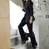 Women's Conventional Fit One Button Wool 3D Effect Blazer with Suit Collar Long Sleeves and Splicing for Office in Suit Color