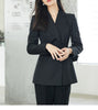Women's Conventional Fit One Button Wool 3D Effect Blazer with Suit Collar Long Sleeves and Splicing for Office in Suit Color