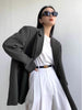 Women's Loose Fit Spring Polyester Solid Color Suit Collar One Button Long Sleeve Jacket with Pocket Urban Style for Office in Black