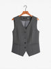 Women's Slim Fit V-Neck Solid Color Polyester Vest with Single Row Multiple Buckles and Pocket for Office in Spring Khaki