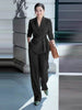 Women's Elegant Polyester Solid Color Long Sleeves Suit Set for Autumn Fall in Khaki Black Green Pink