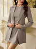 Women's Slim Fit Polyester Gradient Cardigan Collar Long Sleeve Solid Color Suit Set for Summer Office in Apricot Green Camel White