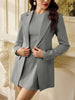 Women's Slim Fit Polyester Gradient Cardigan Collar Long Sleeve Solid Color Suit Set for Summer Office in Apricot Green Camel White