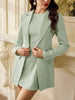 Women's Slim Fit Polyester Gradient Cardigan Collar Long Sleeve Solid Color Suit Set for Summer Office in Apricot Green Camel White