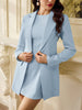 Women's Slim Fit Polyester Gradient Cardigan Collar Long Sleeve Solid Color Suit Set for Summer Office in Apricot Green Camel White
