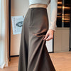 Women's High Waist Wide Leg Woven Fabric Solid Color Slimming Office Pants with Draped Trailing Hem for Autumn in Black