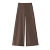 Women's High Waist Wide Leg Woven Fabric Solid Color Slimming Office Pants with Draped Trailing Hem for Autumn in Black