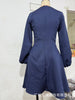Women's A-Line Dress, Round Neck, Long Puff Sleeves and Side Pockets