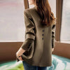 Women's Conventional Fit Double Breasted Polyester 3D Effect Blazer with Suit Collar Long Sleeves for Elegant Autumn Wear in Brown