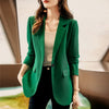 Women's Conventional Fit Double Breasted Polyester 3D Effect Blazer with Suit Collar Long Sleeves for Elegant Autumn Wear in Brown