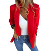 Women's Slim Fit Autumn Polyester Animal Print Suit Collar Nine-Quarter Sleeve Jacket with 3D Pattern for Urban Style in Black Red