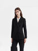 Women's Stretch Spandex Long Sleeve Solid Color Casual Blazer for Spring in Black