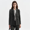 Women's Stretch Spandex Long Sleeve Solid Color Casual Blazer for Spring in Black