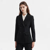 Women's Stretch Spandex Long Sleeve Solid Color Casual Blazer for Spring in Black