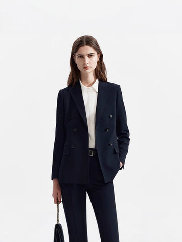 Women's Stretch Spandex Long Sleeve Solid Color Casual Blazer for Spring in Black