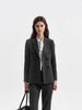 Women's Stretch Spandex Long Sleeve Solid Color Casual Blazer for Spring in Black