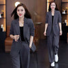 Women's Long Sleeve Solid Color Polyester Loose Casual Pants for Autumn Sophisticated Style in Black Grey Khaki