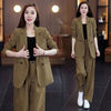 Women's Long Sleeve Solid Color Polyester Loose Casual Pants for Autumn Sophisticated Style in Black Grey Khaki