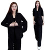 Women's Long Sleeve Solid Color Polyester Loose Casual Pants for Autumn Sophisticated Style in Black Grey Khaki