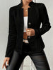 Women's Conventional Fit Stand Collar Long Sleeve Three Button Office Jacket with Buttons for Autumn in White Grey Black Khaki