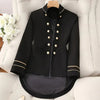 Women's Irregular Fit Polyester Solid Color Stand Collar One Button Long Sleeve Elegant Blazer for Spring in Black Lined