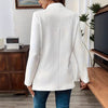 Women's Elegant Conventional Fit Polyester Solid Color Stand Collar Long Sleeve Double Breasted Jacket with Pockets for Autumn in Black