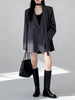 Women's Blazer, Notched Lapels, Long Sleeves, Relaxed Fit and Tie Detail
