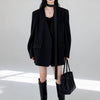 Women's Blazer, Notched Lapels, Long Sleeves, Relaxed Fit and Tie Detail