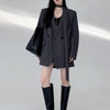 Women's Blazer, Notched Lapels, Long Sleeves, Relaxed Fit and Tie Detail