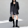 Women's Blazer, Notched Lapels, Long Sleeves, Relaxed Fit and Tie Detail
