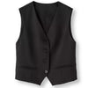 Women's Conventional Fit Color Matching Polyester V-neck Sleeveless Vest with Single Row Multiple Buckles and Pockets for Autumn in Grey