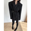 Women's Conventional Fit Single Breasted Halter Long Sleeve Polyester Solid Color Jacket for Urban Spring in Black