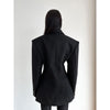 Women's Conventional Fit Single Breasted Halter Long Sleeve Polyester Solid Color Jacket for Urban Spring in Black
