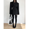 Women's Conventional Fit Single Breasted Halter Long Sleeve Polyester Solid Color Jacket for Urban Spring in Black