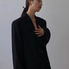 Women's Regular Fit Two Button Polyester Solid Color Suit Collar Long Sleeve Pocket Office Casual Blazer for Autumn in Black