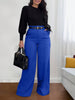 Women's Loose Straight Leg Camouflage Polyester Suit Pants with Draped Feel for Office Office and Autumn in European American Style