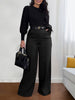 Women's Loose Straight Leg Camouflage Polyester Suit Pants with Draped Feel for Office Office and Autumn in European American Style