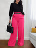 Women's Loose Straight Leg Camouflage Polyester Suit Pants with Draped Feel for Office Office and Autumn in European American Style