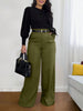 Women's Loose Straight Leg Camouflage Polyester Suit Pants with Draped Feel for Office Office and Autumn in European American Style