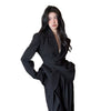 Women's Casual Polyester Solid Color Long Sleeve Urban Style Pants Suit Two Piece Set for Work Commute in Black Khaki for Autumn
