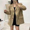 Women's Suede-Style Blazer, Lapel Collar, Button Front and Long Sleeves