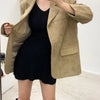 Women's Suede-Style Blazer, Lapel Collar, Button Front and Long Sleeves