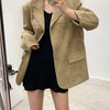 Women's Suede-Style Blazer, Lapel Collar, Button Front and Long Sleeves
