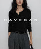 Women's Loose Fit Round Neck Long Sleeve Single Row Multi Buckle Solid Color Cardigan for Fall in Black